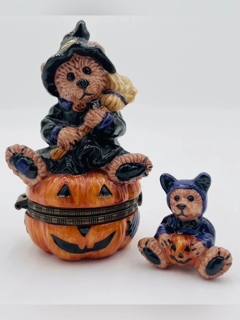 BOYDS BEARS Bearware Pottery Emma Witchy Bear Halloween Trinket Box Mini Bear